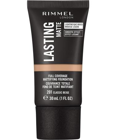 Rimmel Lasting Matte Full Coverage Foundation 201 Classic Beige 30ml - Lightweight Formula - Buy Online on GoSupps.com