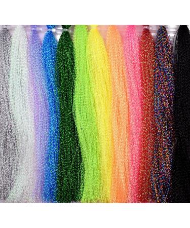 10/12 Packs Multiple Colors Crystal Flash Line for Fly Fishing Fly Tying Materials A-Multiple Colors -12 Packs