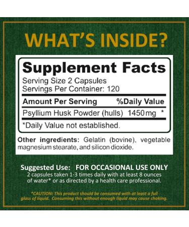 Potent Garden Psyllium Husk Capsules All Natural & Powerful Soluble Dietary Fiber Supplement Helps Support Regularity & Digestion 240 Caps - Buy Online on GoSupps.com