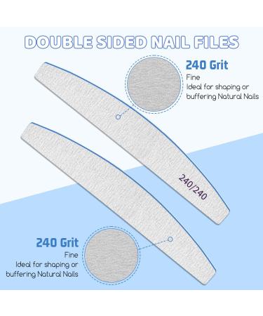 Professional Medium Coarse Nail Files 240/240 Grit - 25pcs Double Sided Emery Board Set for Natural and False Nails - Blue - Buy Online on GoSupps.com