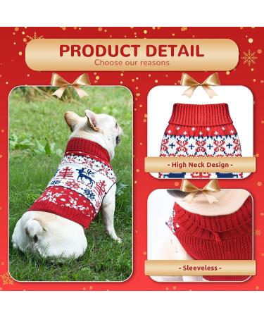Christmas Dog Sweater - XL Turtleneck Knitwear for Puppies | Warm Snowflake & Elk Pattern Pet Care Gift - Buy Online on GoSupps.com