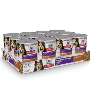 Hill's Science Diet Adult Wet Dog Food: Sensitive Stomach & Skin, Tender Turkey & Rice Stew 12-Pack - Buy Online on GoSupps.com