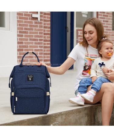Stylish Pomelo Baby Diaper Backpack - Multifunctional Water-Repellent Large Capacity with Diaper Pad - New Blue Version - Buy Online on GoSupps.com