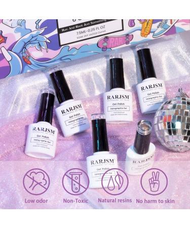 Holographic Nail Polish Set - 6PCS Spring-Summer Colors | Silver, Gold, Violet, Green, Blue, Rose Gold | 7.5ML Gel Polish | Nail Art Manicure Salon | US029 - Buy Online on GoSupps.com