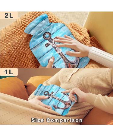 NAANLE Watercolor Heat Bottle - 2L Wooden Hot Water Bottle with Anchor for Pain Relief & Therapy | Large Warm-Up Bag for Bed Hands & Feet - Buy Online on GoSupps.com
