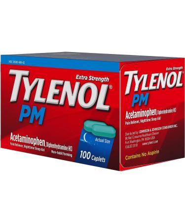 Tylenol PM Extra Strength 500 mg Pain Reliever & Sleep Aid Caplets - 100 ct - Buy Online on GoSupps.com
