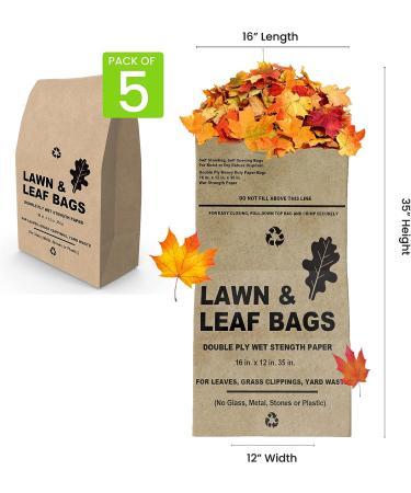 30 Gallon Lawn and Leaf Bags - Pack of 10 - Tear Resistant Eco-Friendly Trash Bags for Wet/Dry Leaves, Grass Clippings, Twigs - Brown Recyclable and Compostable Yard Bags - Biodegradable - Buy Online on GoSupps.com