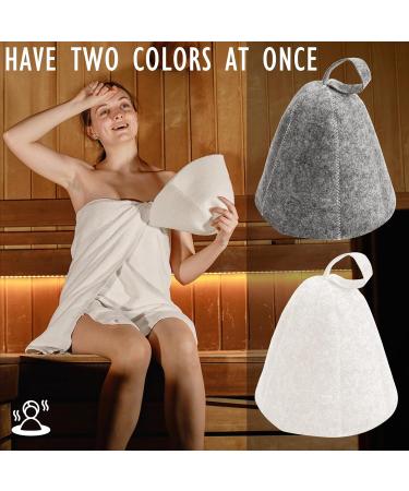 Superu Felt Sauna Hat Set for Men & Women - Quality Sauna Caps & Accessories - Unique Wellness Experience (White + Gray) - Buy Online on GoSupps.com