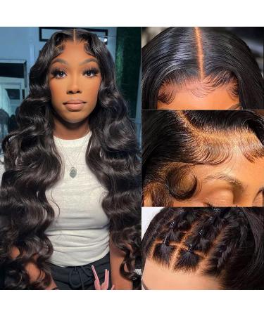 MegaLook Upgraded Bleached knots Body Wave Human Hair Wig 13x4 HD Pre Cut Lace Front Wigs 200% Density Unprocessed Brazilian Virgin Hair Glueless Wigs for Women Natural Color 22 Inch 22 Inch 13x4 Lace Body Wave Wig