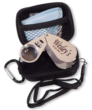 Wesley's Jewelers Loupe Magnifier Hand Lens LED/UV Illuminated Jewelry Magnifying Glass with Travel Case for Gardening Kids Coin Stamp and Rock Collecting