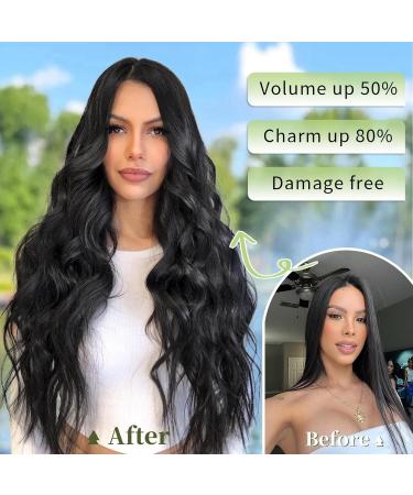 AISI HAIR Black Hair Extensions Invisible Wire Hair Extensions Women's Long Wavy Black Hair Extensions Clear Wire Hair Extensions for Women 20 Inch - Buy Online on GoSupps.com