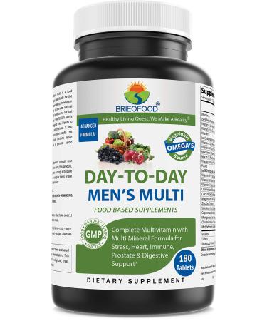 BRIOFOOD Day-to-Day Men's Multi 180 Tablets - Food Based Supplement with Vegetable Source Omegas