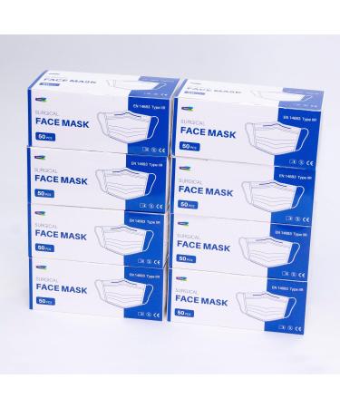 Show-me Type IIR fluid resistant surgical Face Masks Disposable Face Masks For Everyday Use Essential Face Mask For Bacterial protection Pack of 400 Colour - White One Size 8 count (Pack of 50) - Buy Online on GoSupps.com