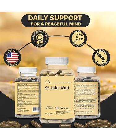 St. John s Wort Supplement 750 mg 90 Vegan Capsules | Natural Stress Support | with Hypericum Perforatum Extract Herbal Mood & Stress Support Gluten-Free Non-GMO - Buy Online on GoSupps.com