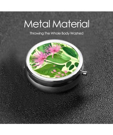 Pink Plant Flower Round Pill Box - 3 Compartment Portable Organizer for Travel & Purse - Buy Online on GoSupps.com