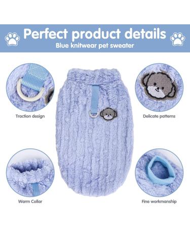 Fleece Dog Jumper Small Dog Hoodies Puppy Jumper Warm Dog Pullover Sweatshirt Cat Jumper Dog Sweater Vest Pet Winter Outfit Dog Clothes for Small Puppy Chihuahua Bichon Corgi Yorkshire (XL/Blue) XL/35cm Blue - Buy Online on GoSupps.com