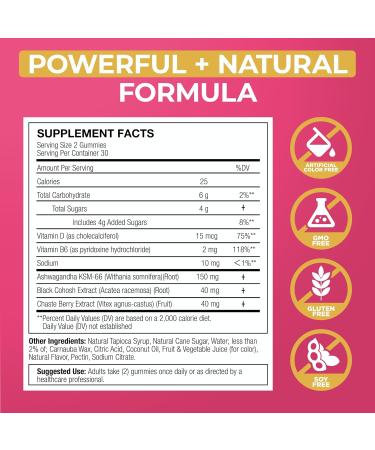 Lubracil Menopause Gummies - Natural Hormone-Free Supplement for Hot Flashes Night Sweats & Mood Swings with Black Cohosh & Ashwagandha - 60 Count - Buy Online on GoSupps.com