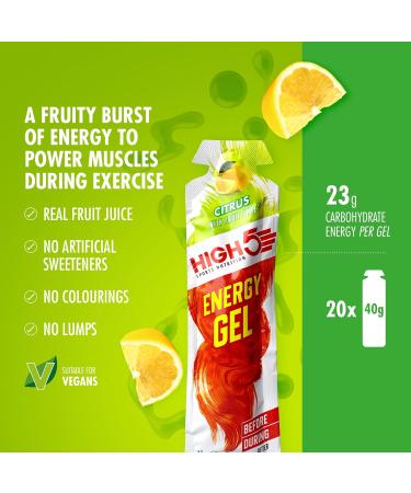 HIGH5 Energy Gels - Quick Release Sports Gels to Power Muscles for Peak Performance - Natural Fruit Juice - On The Go Energy Boost for Running Cycling and Endurance (Mixed 20 x 40g) Mixed 20 x 40g - Buy Online on GoSupps.com