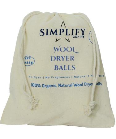 Organic Wool Dryer Balls by SIMPLIFY YOUR LIFE - Natural Fabric Softener X-Large Set of 6 for Eco-Friendly Laundry - Buy Online on GoSupps.com