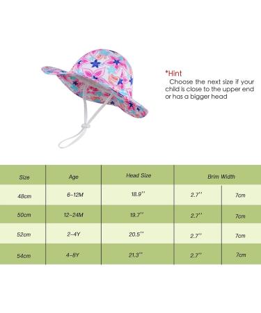 LANGZHEN Baby Girls Beach Sun Hat with Chin Strap | Adjustable Toddler Kids Wide Brim Summer Play Hat | Maple Leaves Design | 1-2 Years - Buy Online on GoSupps.com