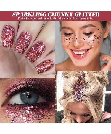 HOLOGRAPHIC Chunky Glitter Set - Jemesi 144g Craft Glitter for Epoxy Resin Face & Nail Art Body Slime | Festival Party Colors - Buy Online on GoSupps.com