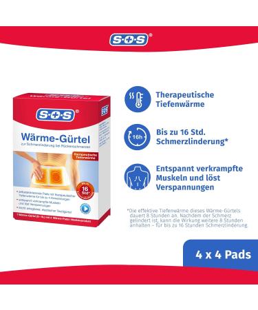 SOS Heat Belt for Back Pain Relief | 4-Pack Thermal Straps & Heat Pads | Cramp & Muscle Tension Support - Buy Online on GoSupps.com