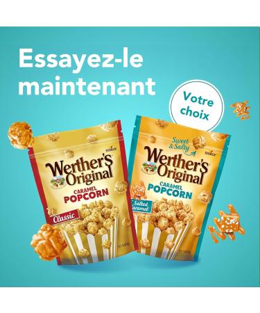 Werther's Original Popcorn Caramel - Pack de 2 (2x140g) - 1x Cr meux & 1x Sal - Pop corn croustillant enrob de caramel onctueux - Id al partager ou pour une pause gourmande - Buy Online on GoSupps.com