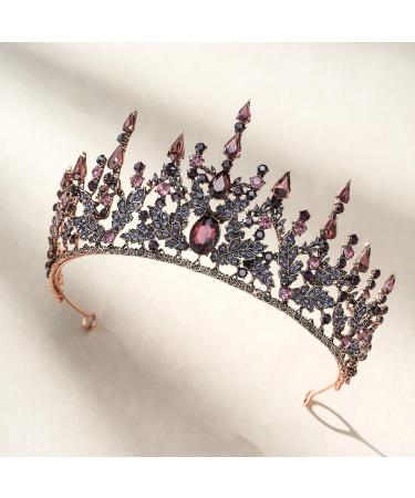 SWEETV Vintage Metal Queen Crown Tiara for Women - Crystal Wedding Headpiece in Purple - Buy Online on GoSupps.com