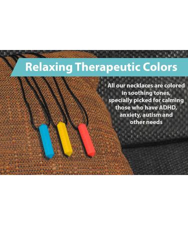 Tilcare Chew Necklace for Kids and Adults with Autism - Textured Silicone Chewy Pendant in Light Blue/Red/Yellow - Buy Online on GoSupps.com