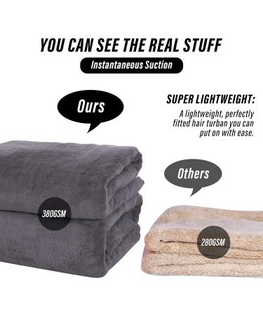 MOONQUEEN Hair Towel 5 Pack - 380GSM Thicken, Super Absorbent Quick Dry Hair Turban for Curly Long Thick Hair - Dark Grey - Buy Online on GoSupps.com
