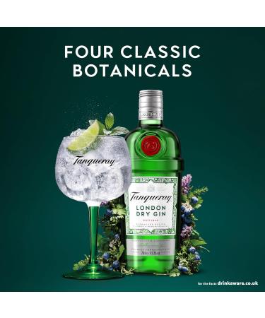 Tanqueray London Dry Gin | 41.3% vol | 1L | Signature Recipe | Made with 4 Gin Botanicals & Fever-Tree Refreshingly Light Indian Tonic Water 150ml 8 Count (Pack of 3) (Total 24 cans) - Buy Online on GoSupps.com