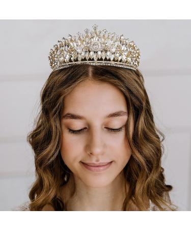 AW BRIDAL Rhinestone Queen Gold Crown - Princess Tiara Headband for Wedding & Parties - Buy Online on GoSupps.com