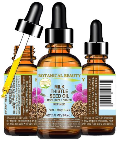 Botanical Beauty MILK THISTLE SEED OIL Silybum marianum seed oil 100% Pure Natural for FACE SKIN BODY HAIR NAILS 2 Fl Oz - 60 ml