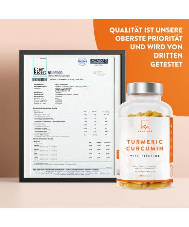 Kurkuma Capsules | 95% Curcumin & Piperine | Aavalabs - High Dose Vegan Curcumin Extract Complex | 180 Laboratory-Tested Capsules - Buy Online on GoSupps.com