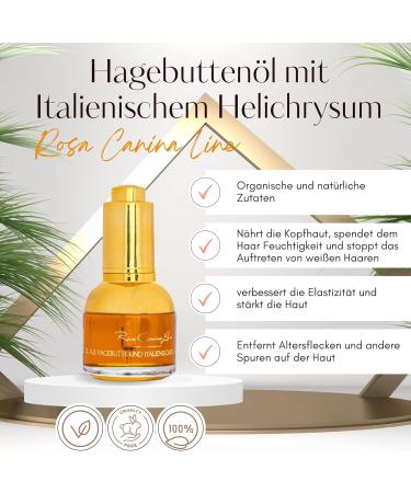 Rosehip Oil Organic Cold Pressed Body and Facial Oil from Rose Hip Natural Anti-Ageing Face Care 30 ml (Rose Hip and Straw Flower) - Buy Online on GoSupps.com