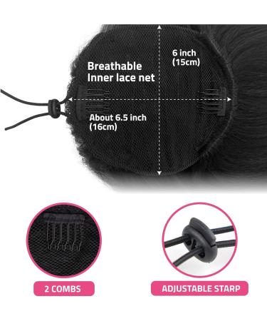 Kinky Straight Ponytail Extension for Black Women Yaki Straight Ponytails Synthetic Hair Extensions 28 Inch (1B Black) 28 inches #1B - Buy Online on GoSupps.com