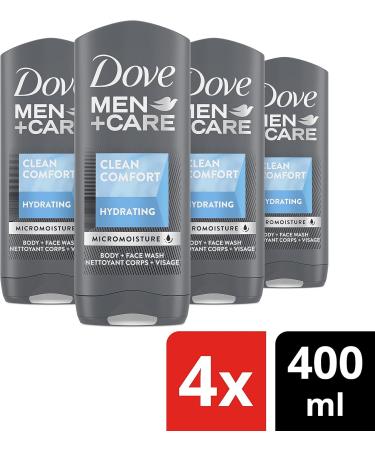 Dove Men+Care Hydrating Clean Comfort Body and Face Wash (400ml Pack of 4) | Aluminum-free Deodorant Stick (85g) 400 ml (Pack of 4) Body and Face Wash+Men + Care deodorant - Buy Online on GoSupps.com