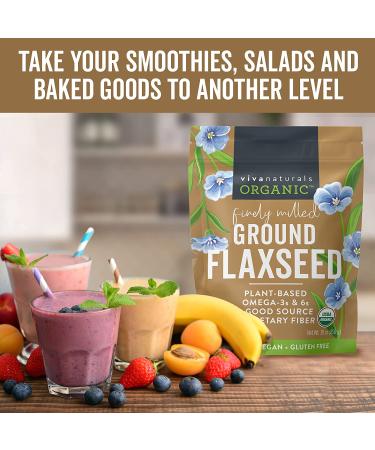 Viva Naturals Organic Ground Flax Seed - 30 oz | High Fiber & Omega-3 Superfood - Buy Online on GoSupps.com