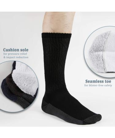 +MD Bamboo Diabetic & Circulator Socks Men Women - 4/6 Pairs Moisture Wicking Cushion Crew Socks | Non-Binding, White, Size 13-15 - Buy Online on GoSupps.com