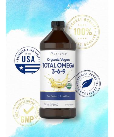 Carlyle Omega 3 6 9 | 16 fl oz | Cold Pressed | Certified Organic Vegan Supplement | Vegetarian Non-GMO Gluten Free and Solvent Free - Buy Online on GoSupps.com