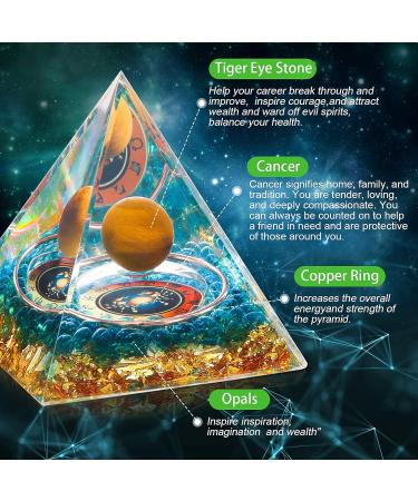 HuiJuKeJi Healing Crystals Cancers Orgonit Pyramid Constellation Gifts - 12 Companion Birthstone & Tiger Eye Stone Crystal Pyramid for Astrology Energy Healing Reiki Chakra Stone 6cm -Cancers - Buy Online on GoSupps.com
