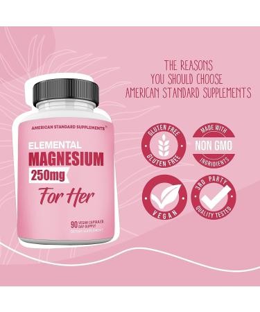 Elemental Magnesium Glycinate Capsules - 250mg | 90 Day Supply | Chelated for Max Absorption - Buy Online on GoSupps.com