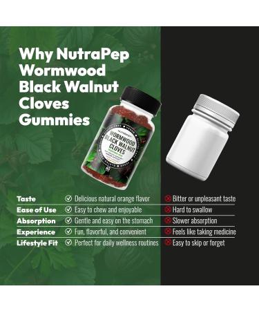 NutraPep Wormwood Black Walnut Clove Capsules - Natural Detox Gut Cleanse - Digestive Health & Intestinal Support - Advanced Wormwood Combination Walnut Herb Extract Supplement for Adults - Buy Online on GoSupps.com