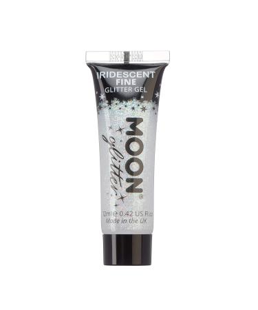 Iridescent Fine Face & Body Glitter Gel by Moon Glitter - White - Cosmetic Festival Glitter Face Paint for Face Body Hair Nails - 12ml - Buy Online on GoSupps.com