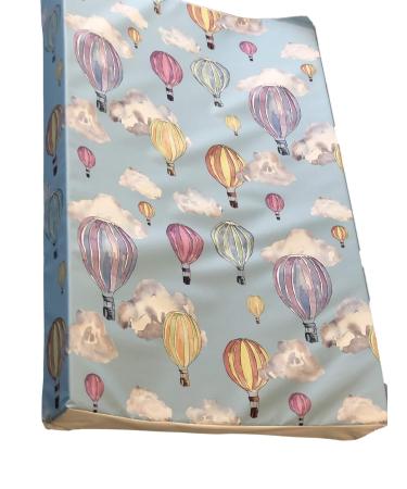 The Gilded Bird Wedge Baby Changing Mat w/Raised Sides Change Pad 69cm x 44cm Extra Thick Wipeable (Balloon Festival Blue)