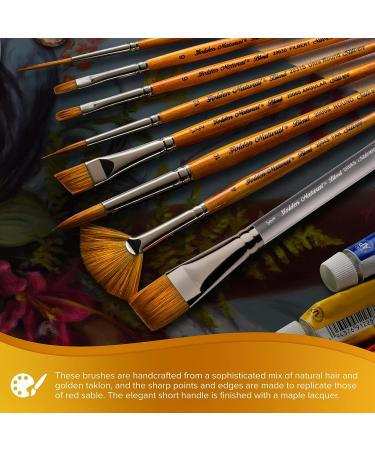 Silver Brush Limited 2002S Golden Natural Shader Brush - Size 4, Short Handle | Ideal for Watercolor, Oil, and Acrylic Painting - Buy Online on GoSupps.com