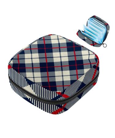 Portable women's binding-storage bags menstrual cup bags for female menstrual performances bag for teenage girls tampons for the first period blue checked multicolored 06