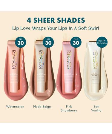 Kopari Lip Love Moisture Balm in Pink Strawberry SPF 30-100% Mineral Zinc Oxide Lip Sunscreen, Ceramide Hydrating Tinted Lip Balm, Clean Vegan & Reef-Friendly, 0.35 oz - Buy Online on GoSupps.com