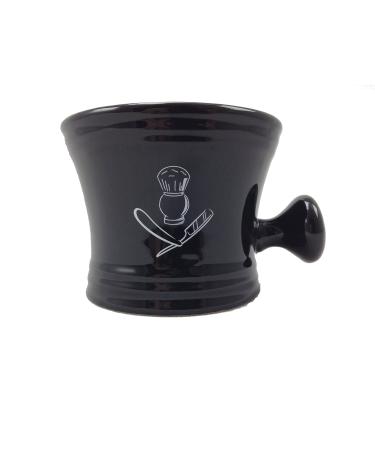 Apothecary Shaving Mug Black-Perfect Shave Bowl with Handle