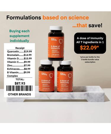 7-in-1 Immune Support Supplement with Quercetin, Vitamin C, Zinc, Vitamin D, Bromelain, Echinacea & B Vitamins - 60 Count - Buy Online on GoSupps.com